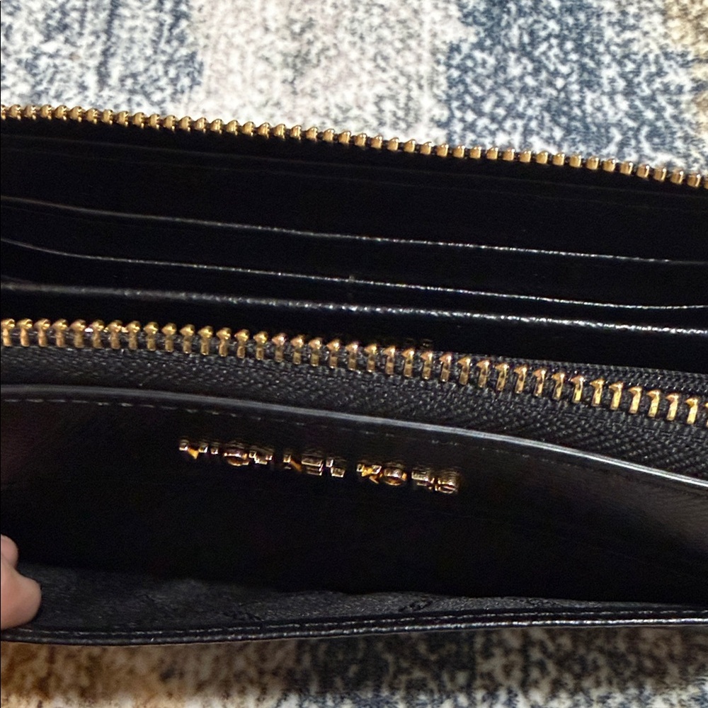 Michael Kors Black Saffiano Leather Zip-Around Wallet with Gold Logo - Picture 6 of 6